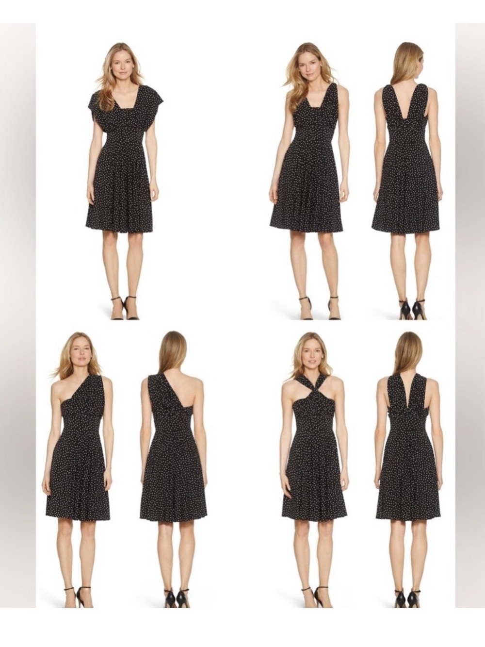 WHBM Black and Red Convertible Polka Dot Dress